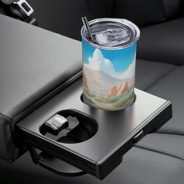 Кухоль з прямою трубочкою, 590 мл, дизайн оазис у пустелі, дорожній кухоль з принтом, підходить для кемпінгу, офісу та дому