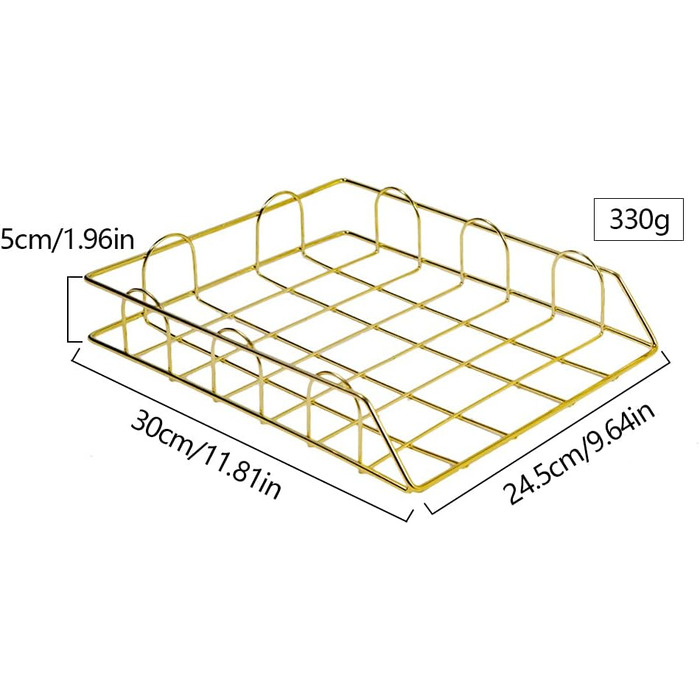 Лоток для листів, 4 шт. Металевий лоток для листів Штабельований лоток для документів формату A4 Лоток для зберігання паперу Письмовий стіл для домашньої школи, офіс (золото)