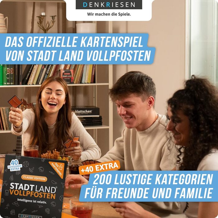 DENKRIESEN - Stadt Land VOLLPFOSTEN Das Kartenspiel - Classic Edition Intelligenz ist relativ - Sonderedition Familienspiel fr Spieleabend Geschenkidee Classic Sonderedition, DENKRIESEN - Stadt Land VOLLPFOSTEN Das Kartenspiel - Classic Edition Intelligen