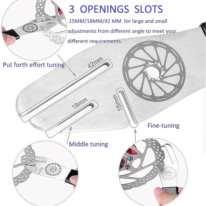 Регулятор велосипедного гальмівного диска XINSUO, інструмент для регулювання дискового гальма, інструмент для вирівнювання гальм з нержавіючої сталі, інструмент для корекції дискового гальма велосипеда з 2 затискачами для дисків проти подряпин для ремонту