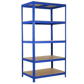 Міцний стелаж Ribelli, 180 x 90 x 60 см (В x Ш x Г), вантажопідйомність до 875 кг, 5 регульованих полиць, підвальний стелаж, стелаж для зберігання, стелаж без ригелів, металевий стелаж, синій