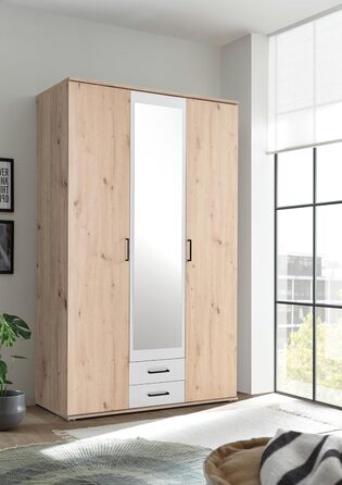 Елегантна шафа Chicago з великим простором для зберігання - Універсальна шафа з розсувними дверима в обробці з дуба Artisan з білими акцентами - 120 x 197 x 54 см (Ш/В/Г) 120 x 197 x 54 см Дуб Artisan / Білий