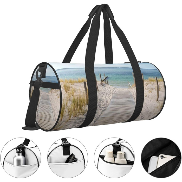 Спортивна сумка, дорожня сумка, пляжна сумка, з принтом, сумка на нічліг, чорна, універсальний розмір