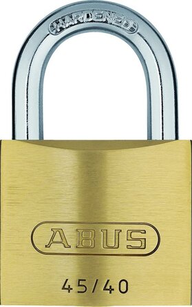Замок навісний ABUS 45/40 з латуні комплект з 5 ключів з прецизійним циліндром та штифтами грибоподібної форми рівень безпеки ABUS 4 латунний колір, 40 мм / 5 ключів