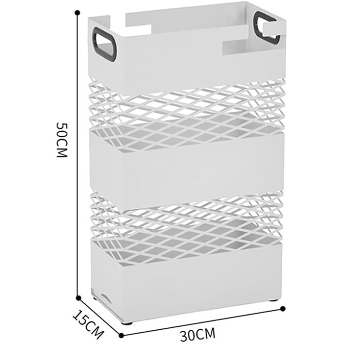 Підставка для парасольки Біла підставка для парасольки, портативна металева кована полиця для зберігання парасольки, з піддоном для крапель, підходить для сімейного бізнесу, готельного офісу, 30x15x50 см