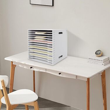 Рівневий органайзер для паперу для скрапбукінгу, настільна стійка для паперу для скрапбукінгу, лоток для листів з ПВХ, тримач для документів, папка для файлів для дому, бібліотеки, офісу, 30,5 x 30,5 см (білий), 15-