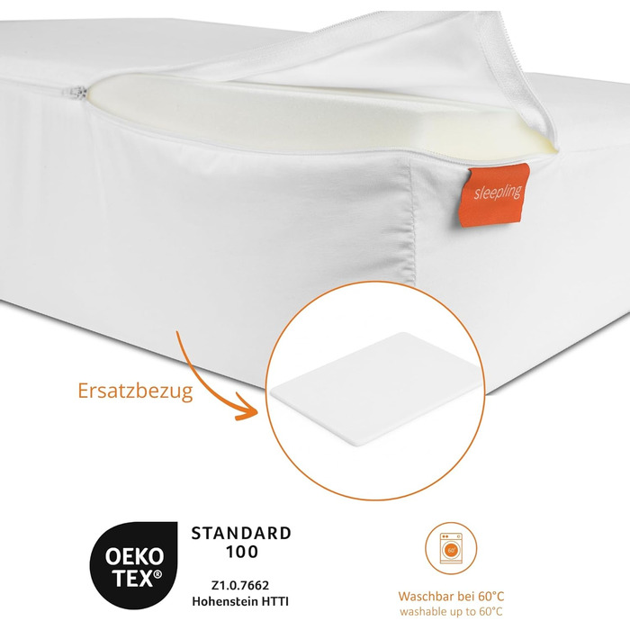 Змінний чохол для клиноподібної подушки 45x90x15 см, рефлюксна подушка для ліжка та дивана, клиноподібна подушка для дорослих, підставка для ліжка, можна прати при температурі до 60 градусів, стандарт Oeko-Tex 100, зроблено в ЄС, змінний чохол 45 x 90 см