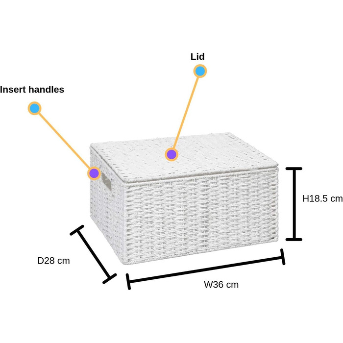 Кошик для зберігання Arpan з кришкою, виготовлений з паперу та мотузки, білий, розмір XL