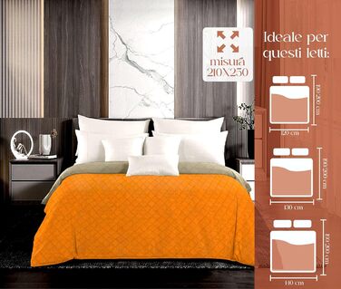 Покривало для французького ліжка, весна/літо, легке стьобане покривало для французького ліжка, двоколірне та двостороннє, легке, елегантне, помаранчеве/сіро-коричневе