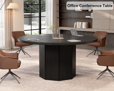 Круглий обідній стіл HSH, кухонний стіл для 4-6 осіб, дерев&39яний обідній стіл, сучасний дизайн, обідній стіл для ресторану/вітальні з восьмикутною основою, чорний дуб, 120 см, чорний дуб 120 x 120 x 75 см