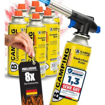 Газовий пальник MAGNUM з 8 картриджами по 227 г Зварювальний пальник, макс. температура 1300C Паяльна лампа з п&39єзорозпалом Кухонний пальник Бунзена