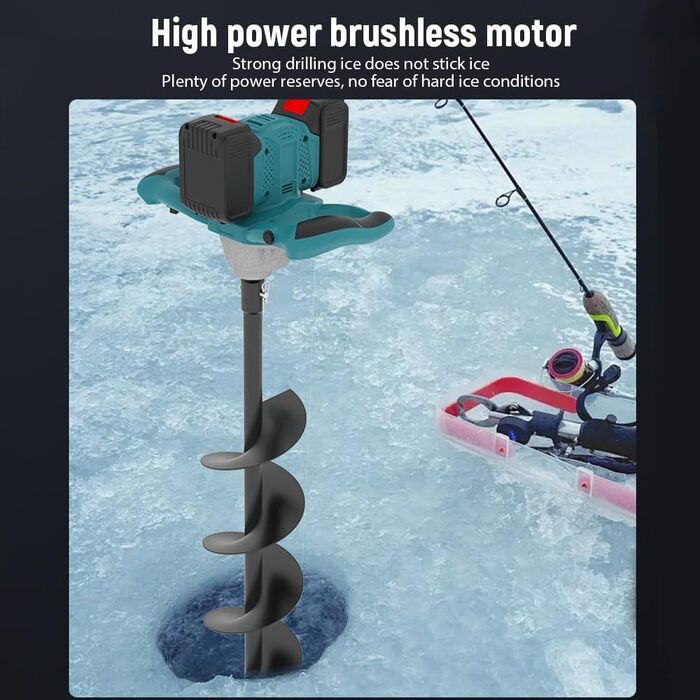 Акумуляторний ґрунтобур для Makita 18V, 1200W безщітковий двигун, для буріння отворів діаметром до 350мм (ґрунт, лід), для встановлення парканів, саду та фундаментів, мішалка для розчину. Постачається без зарядного пристрою та бура (без акумулятора).