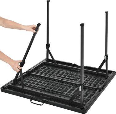 Складаний стіл Storeo Basics, квадратний, з ручкою для перенесення, для використання в приміщенні та на вулиці, портативний, легкий, дорожній стіл, для пікніка, кемпінгу, чорний, 86,1 x 86,1 x 73,9 см