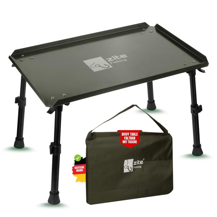 Рибальський наметовий стіл Zite - Наметовий стіл з сумкою для перенесення для коропових рибалок, кемпінгу тощо - Складаний та регульований по висоті стіл для бойлів - Складаний рибальський стіл