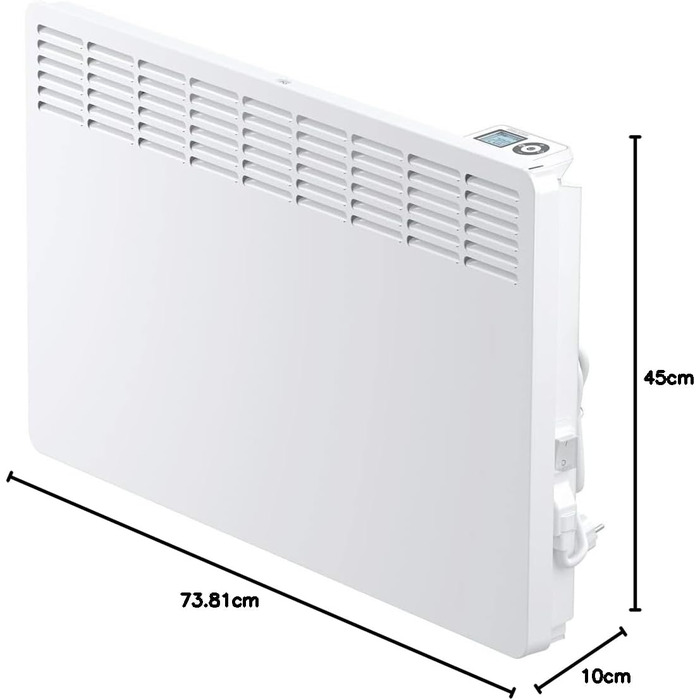 Настінний конвекторний обігрівач STIEBEL ELTRON CNS 200 TREND, 2 кВт для приблизно 25 м, РК-дисплей, тижневий таймер, енергозберігаючий електричний обігрівач, з вилкою, 236528 для приблизно 25 м, металевий корпус, без 120-хвилинного таймера