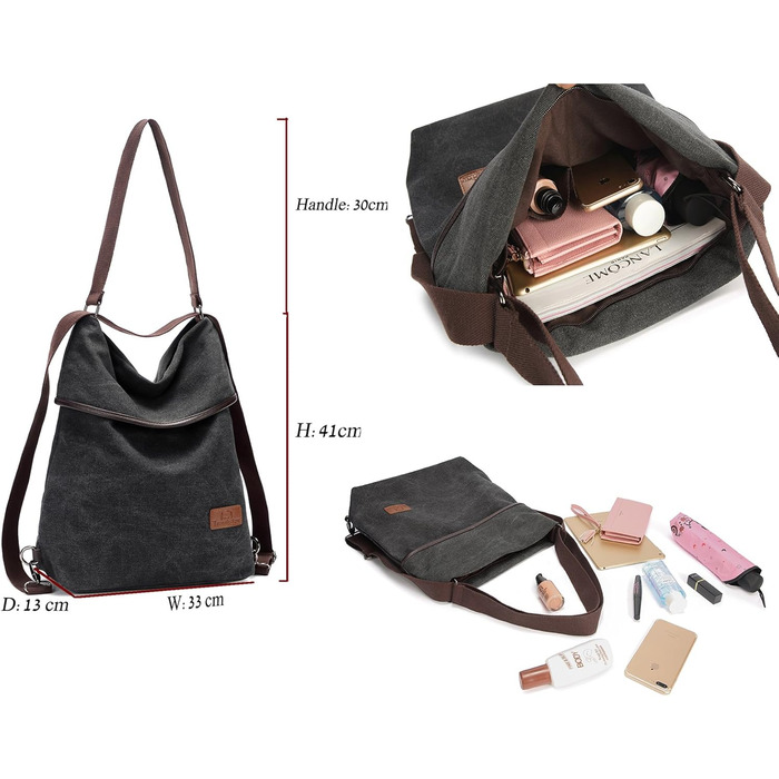 Жіноча полотняна сумка через плече рюкзак Велика сумочка Вінтажна жіноча сумка через плече проти крадіжки жіноча сумка бомж для по