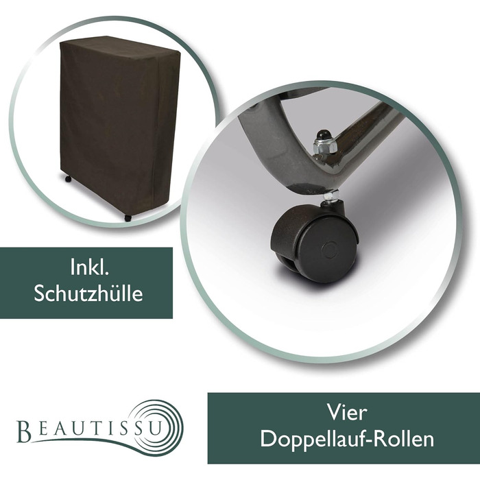 Розкладне ліжко для гостей Beautissu 90x200 см Міцне та складне дорожнє ліжко, включаючи захисний чохол та матрац з пінопласту товщиною 10,5 см Розкладне ліжко без складання Міцний сталевий каркас та 4 колеса Venetia 90x200 см Білий