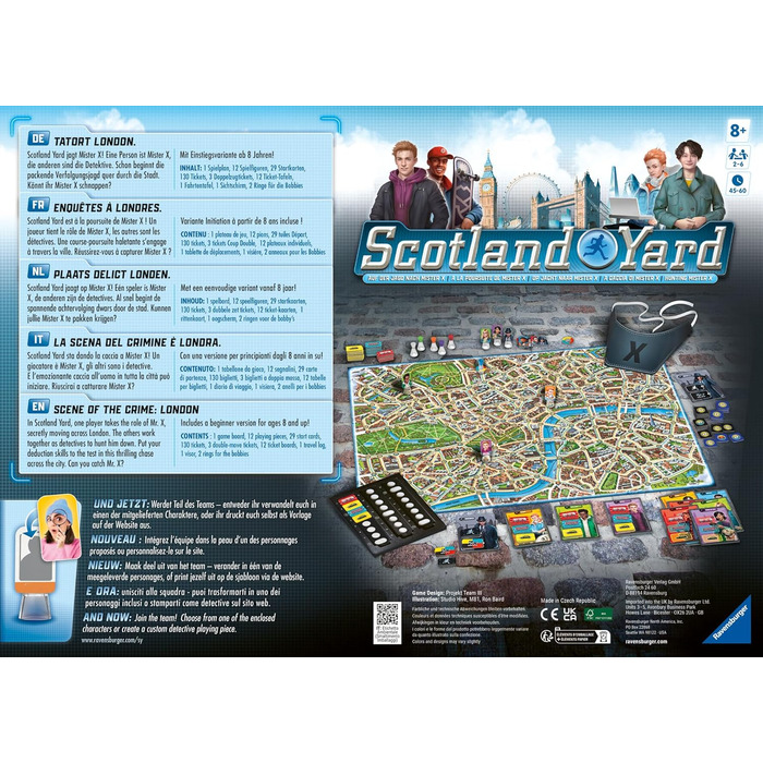 Настільна гра Ravensburger 27515 - Скотланд-Ярд - Сімейна гра, настільна гра для дітей та дорослих, Гра року, для 2-6 гравців, віком від 8 років. Новий дизайн.