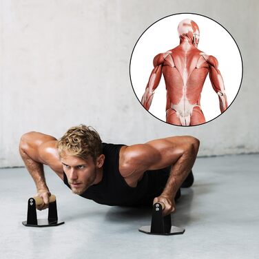 Стійка для віджимань 5BILLION - Тренування в домашньому спортзалі - Підходить для качання м&39язів та підтягувань - Рукоятка з пінопласту (чорна) (залізо дерево)