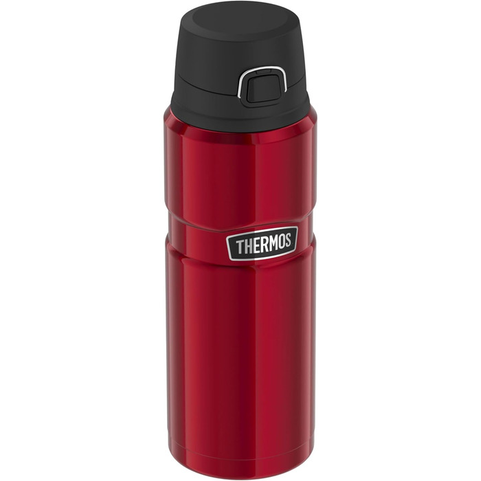Термос-пляшка THERMOS STAINLESS KING, червона, 0,70 л - Нержавіюча сталь, абсолютно герметична, зберігає напої гарячими протягом 15 годин і холодними протягом 24 годин, можна мити в посудомийній машині, пляшка для чаю, кави та води, без BPA, полірована жу