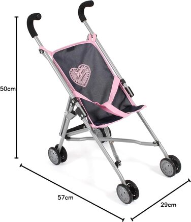 Лялькова коляска Bayer Chic 2000 Roma, лялькова коляска, міні-візок, 50 x 29 x 57 см, меланж сіро-морський