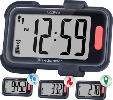 Крокомір із пристібкою для кроків, миль та калорій Працює окремо або з додатковим додатком Точний фітнес-трекер для приміщень та вулиці для чоловіків, жінок та людей похилого віку, 3D-