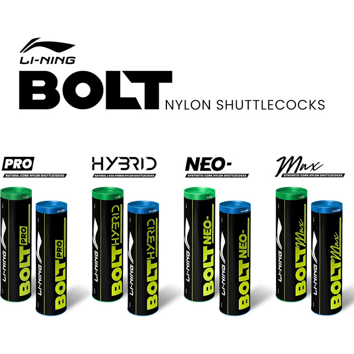 Волани для бадмінтону LI-NING Bolt Neo, нейлон, жовті, з ручкою