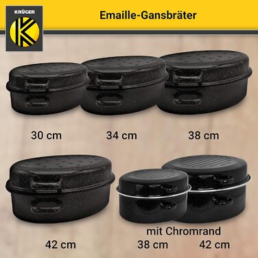 Емальована сковорода Krger з крапельною кришкою - високоякісна сковорода - підходить для всіх типів плит - чудово підходить для пе