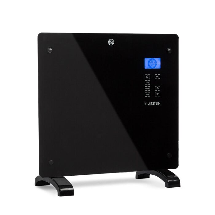 Електричний обігрівач Klarstein, конвекторний обігрівач з колесами, портативний електричний обігрівач, енергозберігаючий, тонкий, тихий електричний обігрівач, окремостоячий електричний радіатор з термостатом, 1000 Вт - до 20 м, чорний