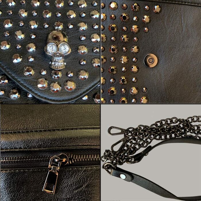 Чорна сумка-клатч Chikencall у готичному стилі з черепом та ланцюжком вінтажна шкіряна сумка через плече для жінок та чоловіків