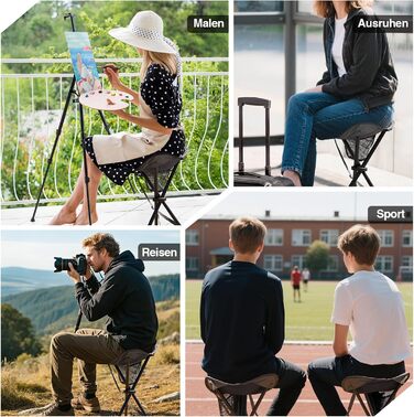 Складаний портативний стілець Portal, складаний з бічною кишенею, стілець-штатив, надлегкий портативний рибальський стілець, висота 53,3 см, вантажопідйомність 102 кг, кемпінговий стілець з бічною кишенею для риболовлі, кемпінгу, походів, чорний