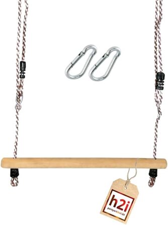 Гойдалка-трапеція h2i турнік з регульованою по висоті мотузкою та карабіном для підвішування дерев'яні гойдалки дитячі гойдалки на