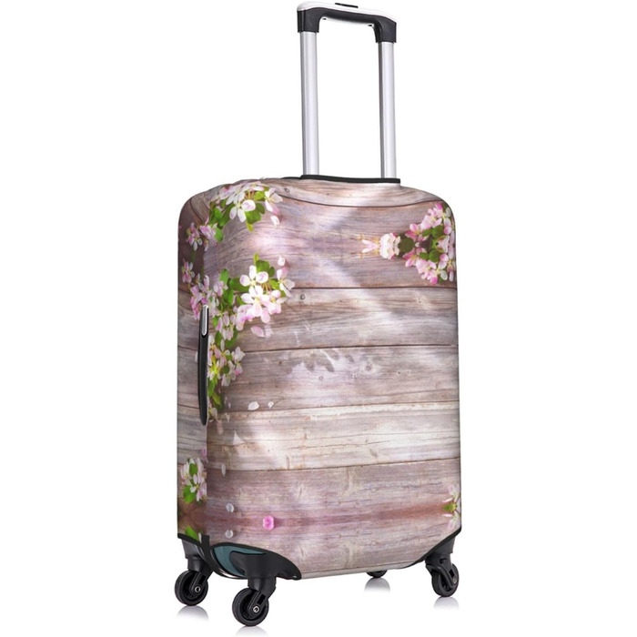 Чохол для валізи Весняні квіти з міцного поліестеру, захисний, еластичний, чорний, розмір 90 см
