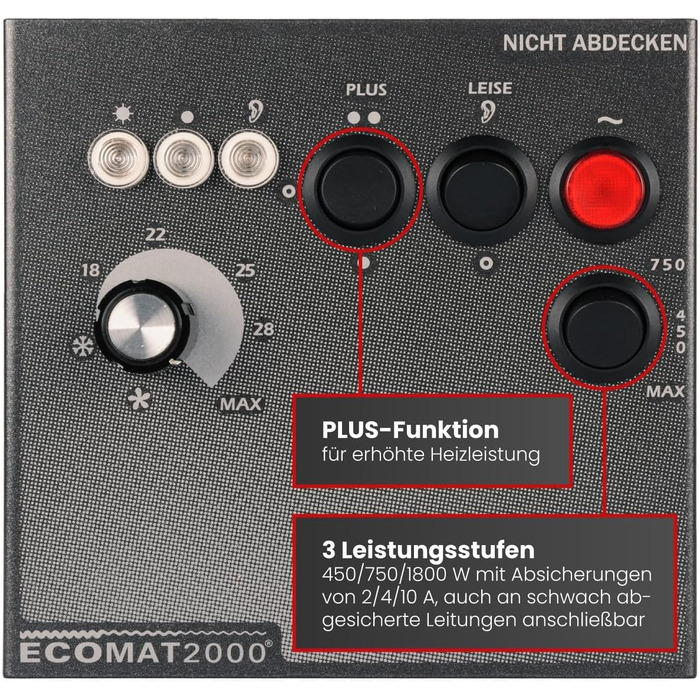 Портативний вентилятор-обігрівач 230 В 450 Вт / 750 Вт / 1800 Вт Термостат Автоматичне вимкнення, 2000 Select