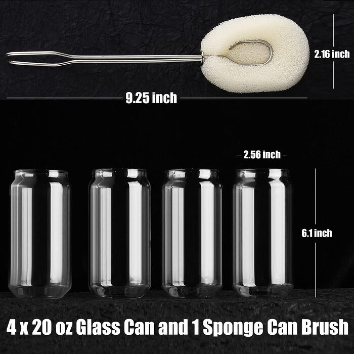 Великі склянки для пивних банок Склянки для води Склянки для соку Склянки для віскі Склянки для пиття Набір з 4 шт. з губчастою щі