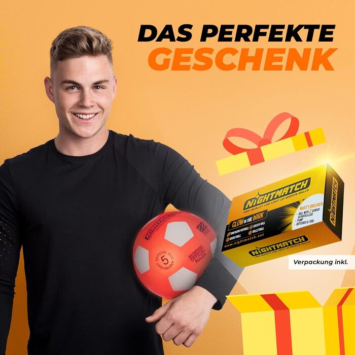 Офіційний водонепроникний футбольний м&39яч розміру 5 зі світлодіодним підсвічуванням - світиться в темряві для нічних ігор, дітей, дорослих - повний комплект з насосом та запасними батарейками помаранчевого кольору