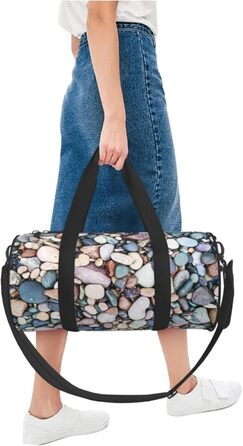 Спортивна сумка, дорожня сумка, пляжна сумка, кольорові камінці, сумка на ніч, чорна, універсальний розмір, сумка для подорожей