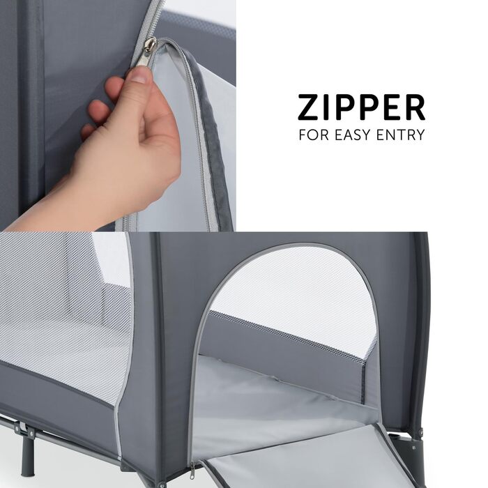 Дорожнє ліжечко Hauck Sleep N Play Go Plus з сумкою для перенесення, колесами, ігровою зоною, компактне та складне, дитяче дорожнє ліжечко для малюків від народження до 15 кг (Stone) Stone Sleep N Play Go Plus