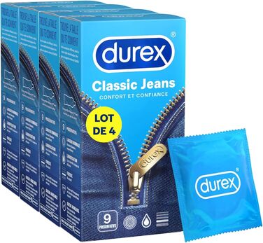 Презервативи Durex Classic Jeans, комфорт та довіра 4 x 9 презервативів