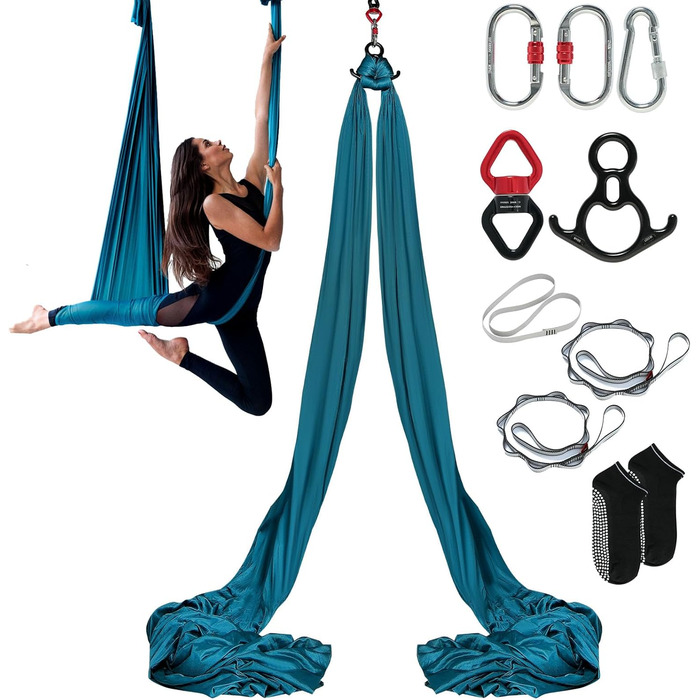 Гамак для аеро-йоги VEVOR Aerial Yoga Hammock, унісекс, для дорослих (Зелений), 8,22 x 2,8 м