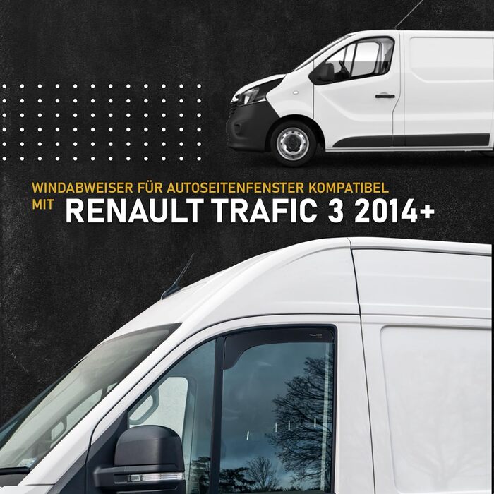 Сумісний з вітровим дефлектором бічного скла Renault Trafic 3 2014 Спереду 2 шт. Дефлектор дощу, дефлектор вітру, тонований, обтічний Простота монтажу Захист від вітру та дощу Модель 2