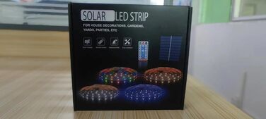 Зовнішня світлодіодна стрічка Lumtang Solar Outdoor, Світлодіодна стрічка 5 м, сонячні ліхтарі на сонячних батареях, що змінюють колір, з 8 режимами освітлення, вечірка, сад, басейн, табір, прикраса на відкритому повітрі. (Мульт-колір, 10М)