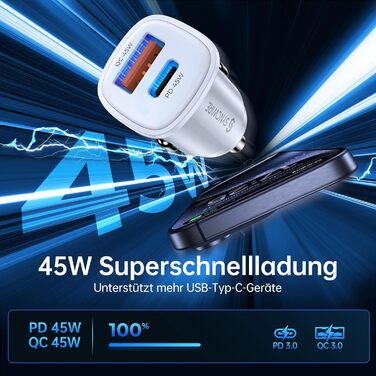 Автомобільний зарядний пристрій SYNCWIRE USB-C PD 45W & QC 45W - швидка зарядка для автомобільного зарядного пристрою USB з пружин