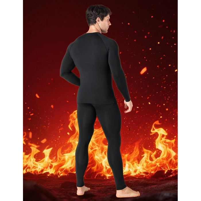 Термобілизна Niksa для чоловіків, комплект лижної білизни, довгий функціональний комплект, дихаюча м&39яка термобілизна для футболу, бігу, фітнесу, походів, чоловіків, чорного кольору*1 (верх*1 низ*1)