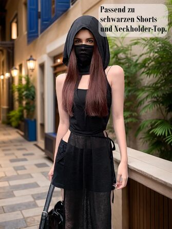 Жіноча сукня Mingnos, прозора, з подвійними високими розрізами, чорна, розмір S