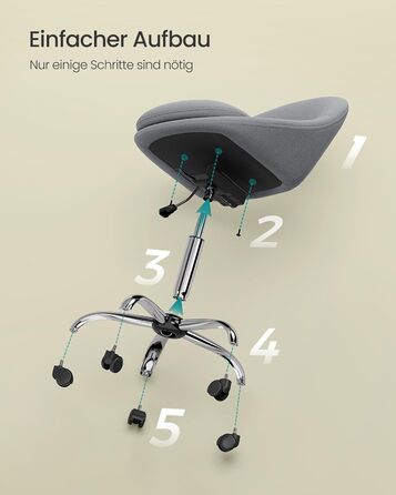 Крісло для домашнього офісу SONGMICS, Туалетне крісло з бавовняно-льонної суміші, Робоче крісло, Пінопластова підкладка, Регульована висота, Для кабінету, Спальня, Шиферно-сірий OBG020G05 Шиферно-сірий Бавовняна суміш