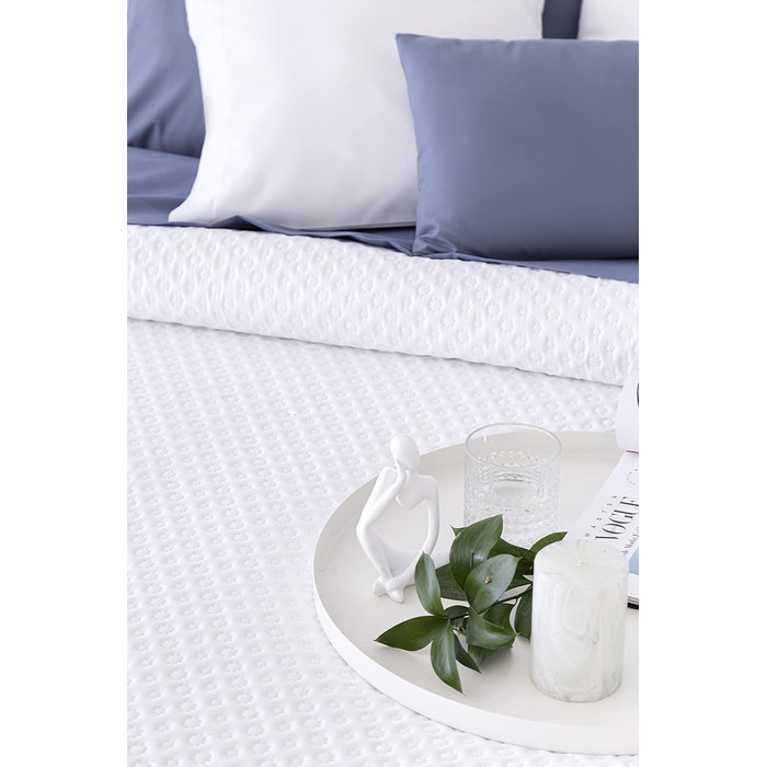 Покривало Todocama Fine Boutique з візерунком піке, біле, 105 - 200x260 см