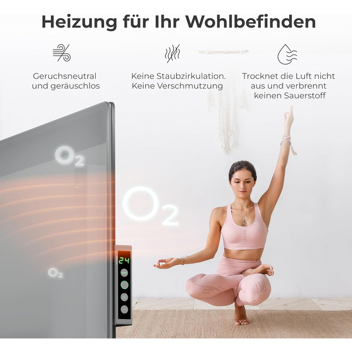 Інфрачервоний обігрівач AENO LED Smart Panel з терморегулятором, WiFi - 700 Вт інфрачервоний енергозберігаючий, настінний або окре