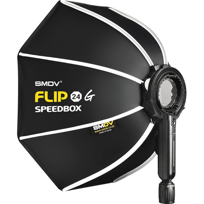 Імпульсне фото SMDV Softbox Speedbox-Flip 24 60 см Ø 525 x 130 мм Готовий до використання за 1 секунду З адаптером для Godox V1 24 FLIP C