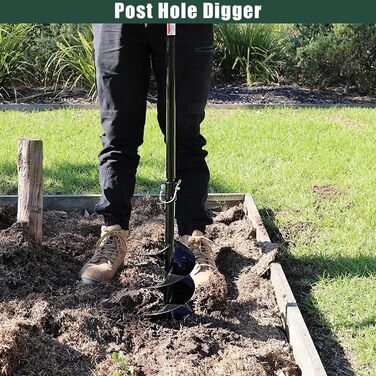 Ручний бур для землі, 10 x 60 см, набір садових бурів, чорний бур, сталевий бур для акумуляторної дрелідини, для саду, посадки та глибокого розпушування ґрунту